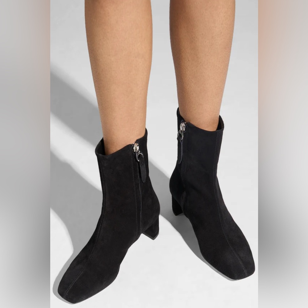 AEYDE BLACK SUEDE ANKLE BOOTIES ZIP BLOCK HEEL NEW EU 40 US 9 $495 - Picture 11 of 11
